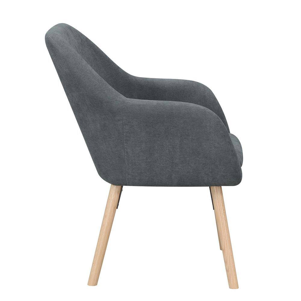 Slate Gray Linen Wingback Accent Chair with Oak Legs