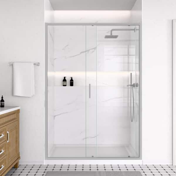 46 to 48 in. W x 74 in. H Single Sliding Framed Shower Door in Chrome Finish with 1/4 in. (6mm) SGCC Clear Glass