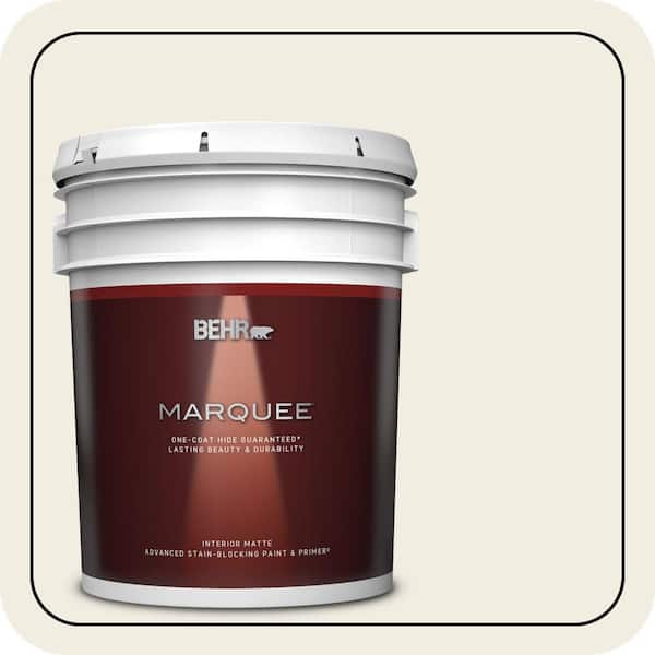 BEHR MARQUEE 5 gal. #12 Swiss Coffee Matte Interior Paint & Primer