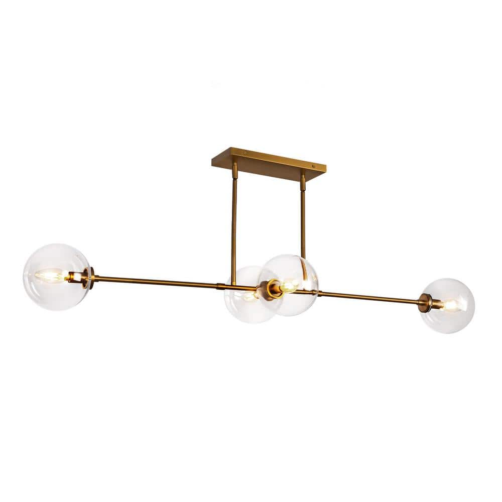 Cassia Aged Brass and Clear Glass 4-Light Pendant