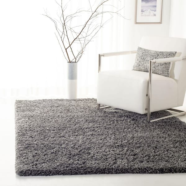 Fontana Shag 3 ft. x 3 ft. Square Silver Solid Area Rug
