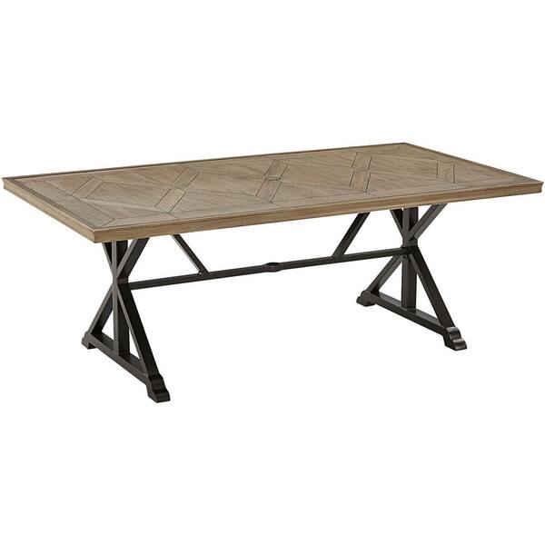 Hanover Traditions 9 Piece Aluminum Outdoor Dining Set With Tan Cushions 6 Chairs 2 Swivel Rockers And Tile Top Table Traddn9pctfsw2 Tan The Home Depot