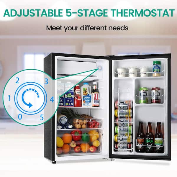 18.7 in. 3.2 cu.ft. Mini Refrigerator in Black with Reversible Single Door, Energy Saving, Low Noise