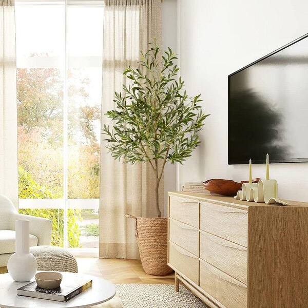 7 ft. Artificial Olive Tree in Pot with Basket Z0C2N87PM7 - The