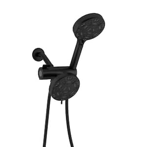 8-Spray Patterns with 1.8 GPM 5 in. Wall Mount Dual Shower Heads with Handheld Pause and Hose in Matte Black