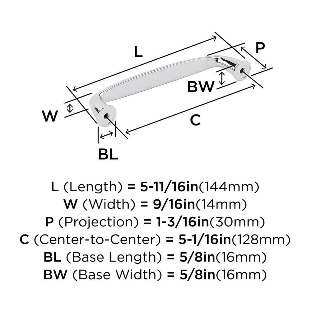 Polished Chrome 5-1/16" Cabinet Drawer Pull with Mounting Hardware