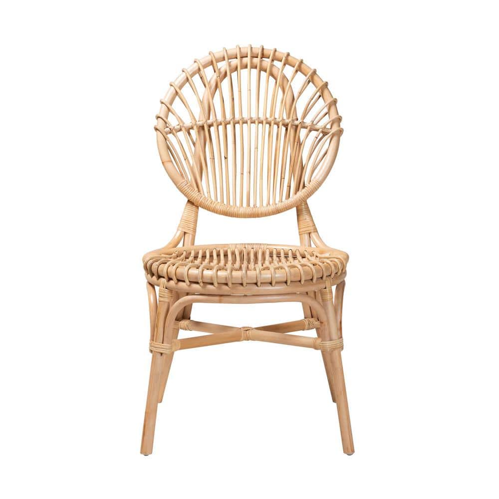 Iris Natural Brown Rattan and Cane Bohemian Side Chair