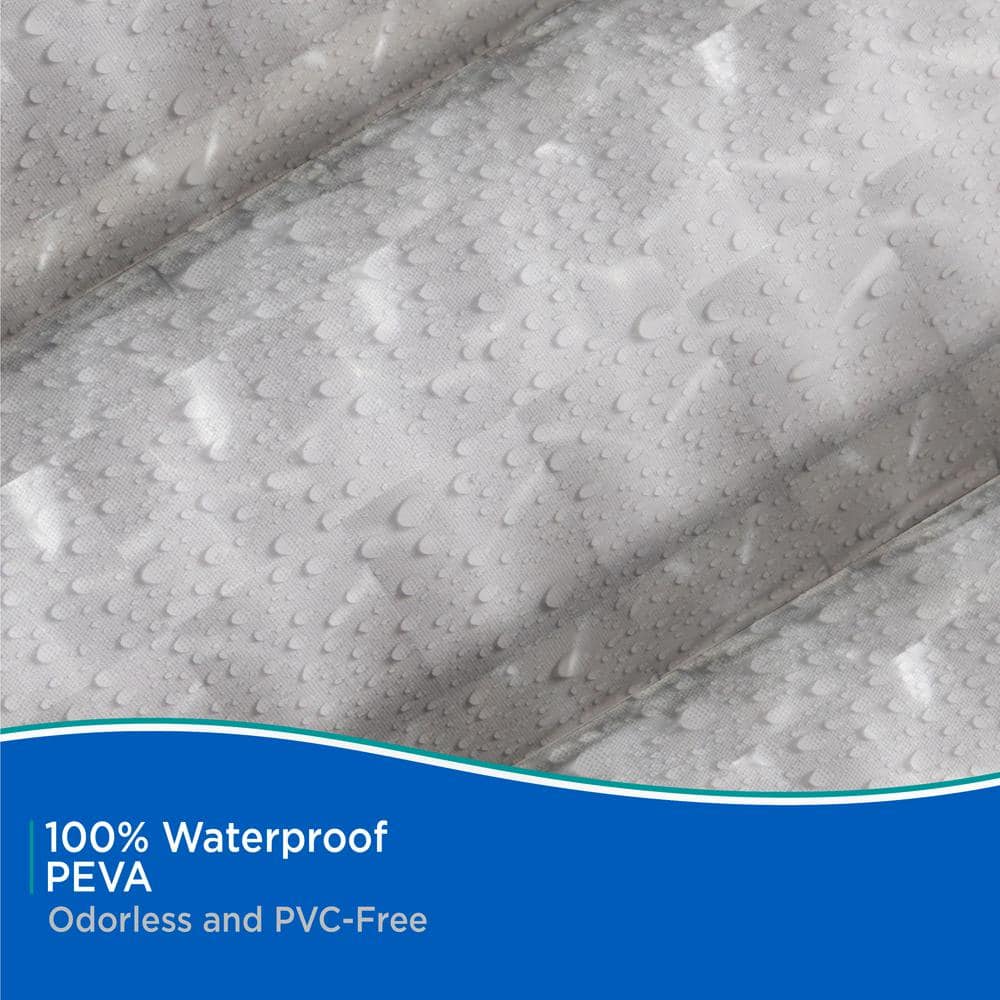 Gray Medium Weight Embossed PEVA Shower Curtain Liner