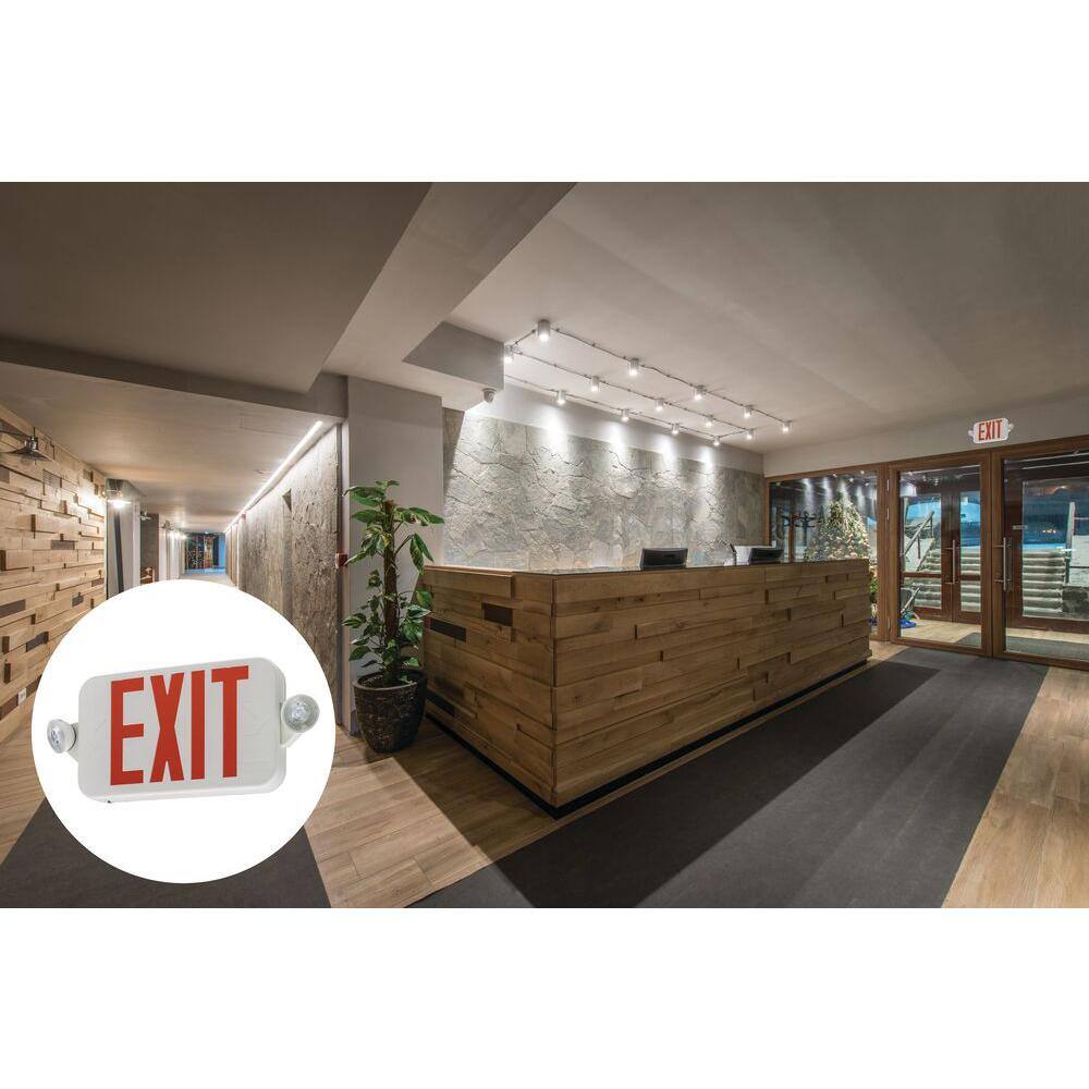 White LED Emergency Exit Sign with Lights