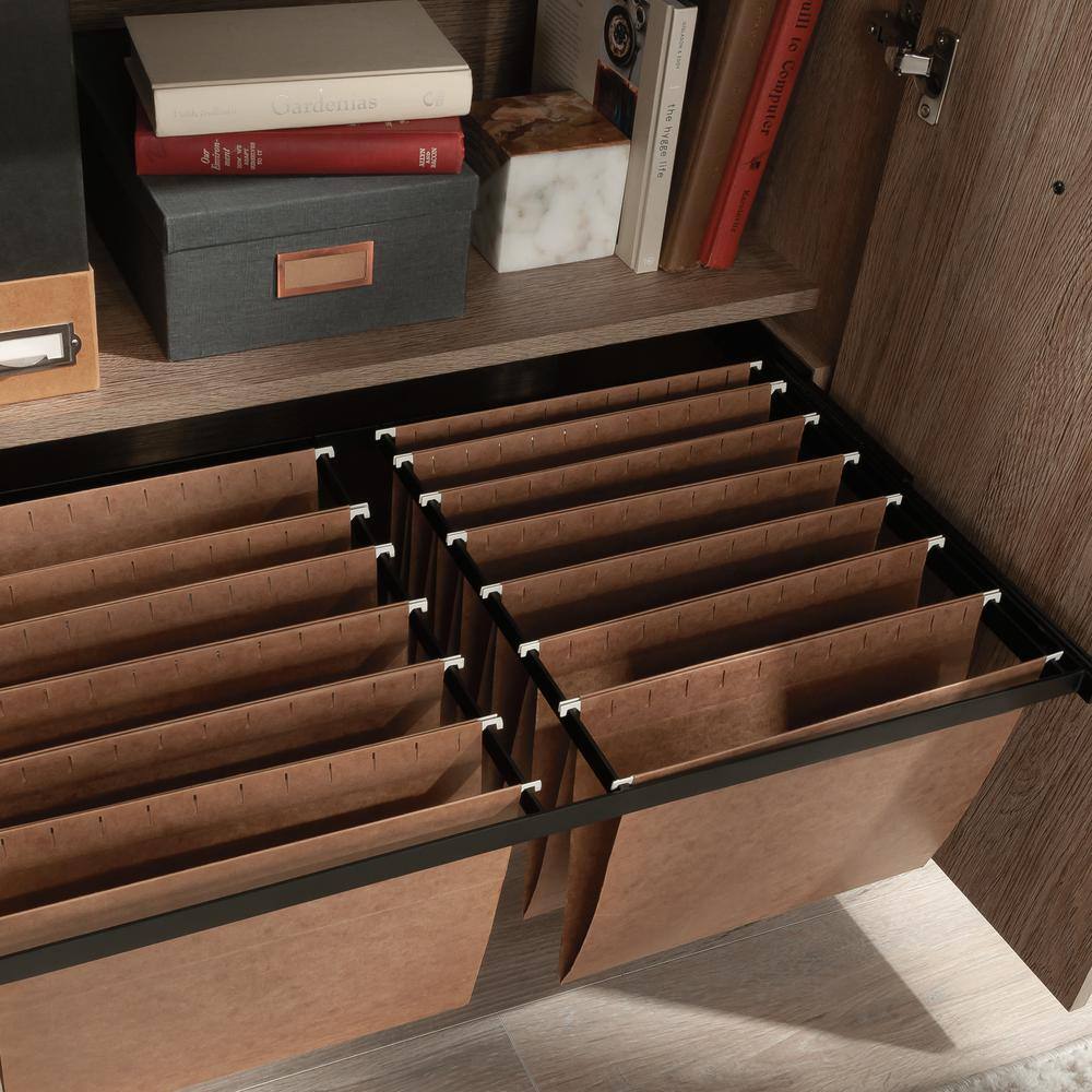 Brushed Oak and Pebble White 66'' 2-Drawer Credenza