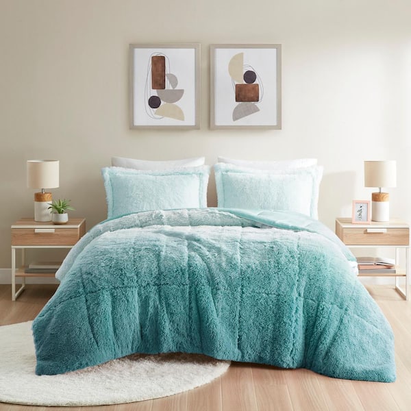Ella Aqua Microfiber King/Cal King Comforter Set