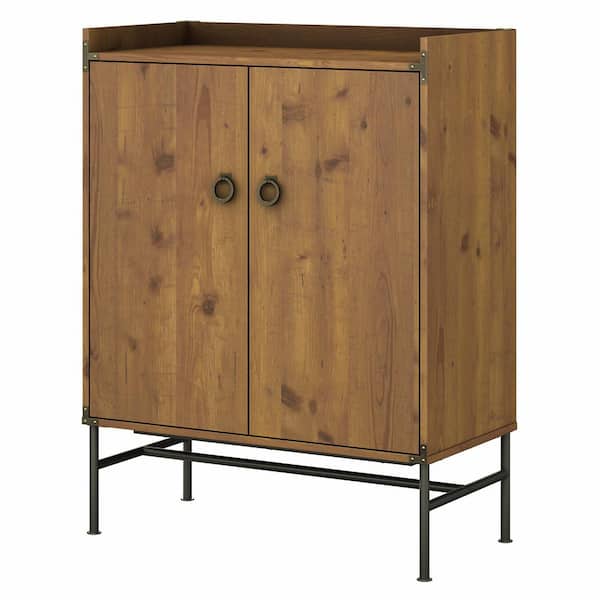 Bush Furniture Ironworks Vintage Golden Pine Storage Cabinet with Doors