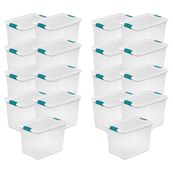 25 Quart Capacity Clear Plastic Storage Tote Bins with Lids, (18-Pack)