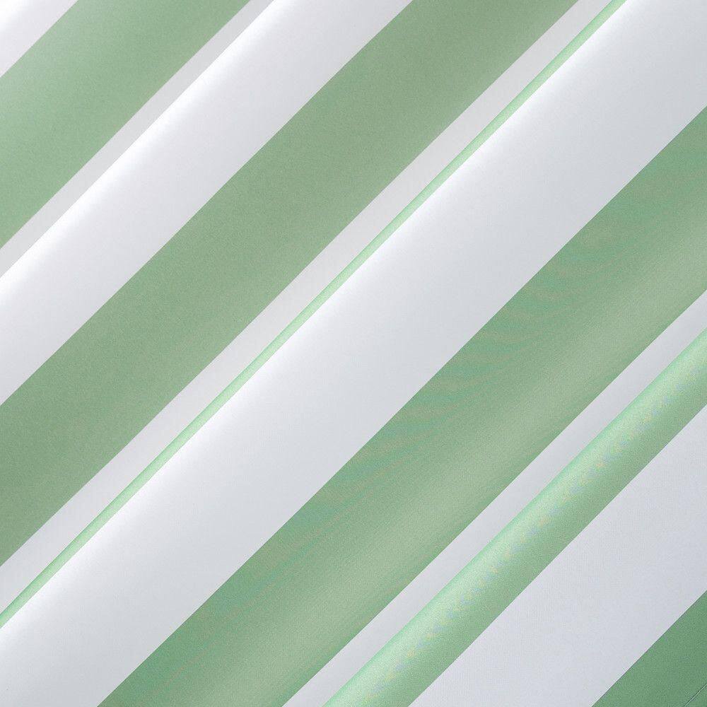 Spa Green Striped Polyester Blackout Grommet Curtain Panel