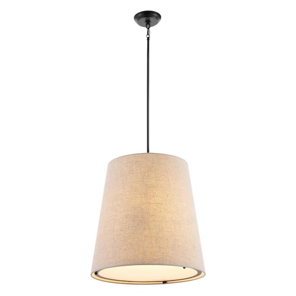 Arden 18 in. 1-Light Oil Rubbed Bronze Farmhouse Bohemian Iron LED Pendant, Beige