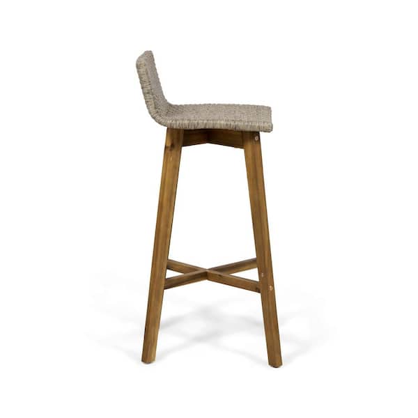 La Brea Teak Brown Wood Outdoor Patio Bar Stool (2-Pack)