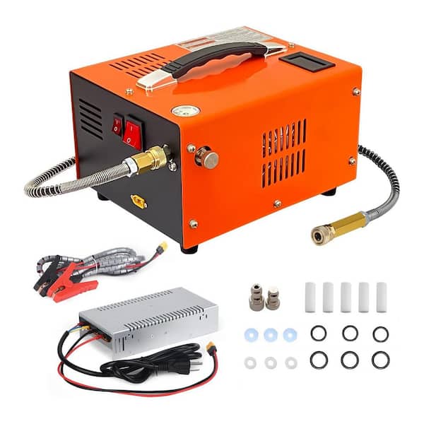 PCP 4500PSI Portable Electric Air Compressor Manual-Stop 12V DC/110V AC with Power Adapter Built-in Fan