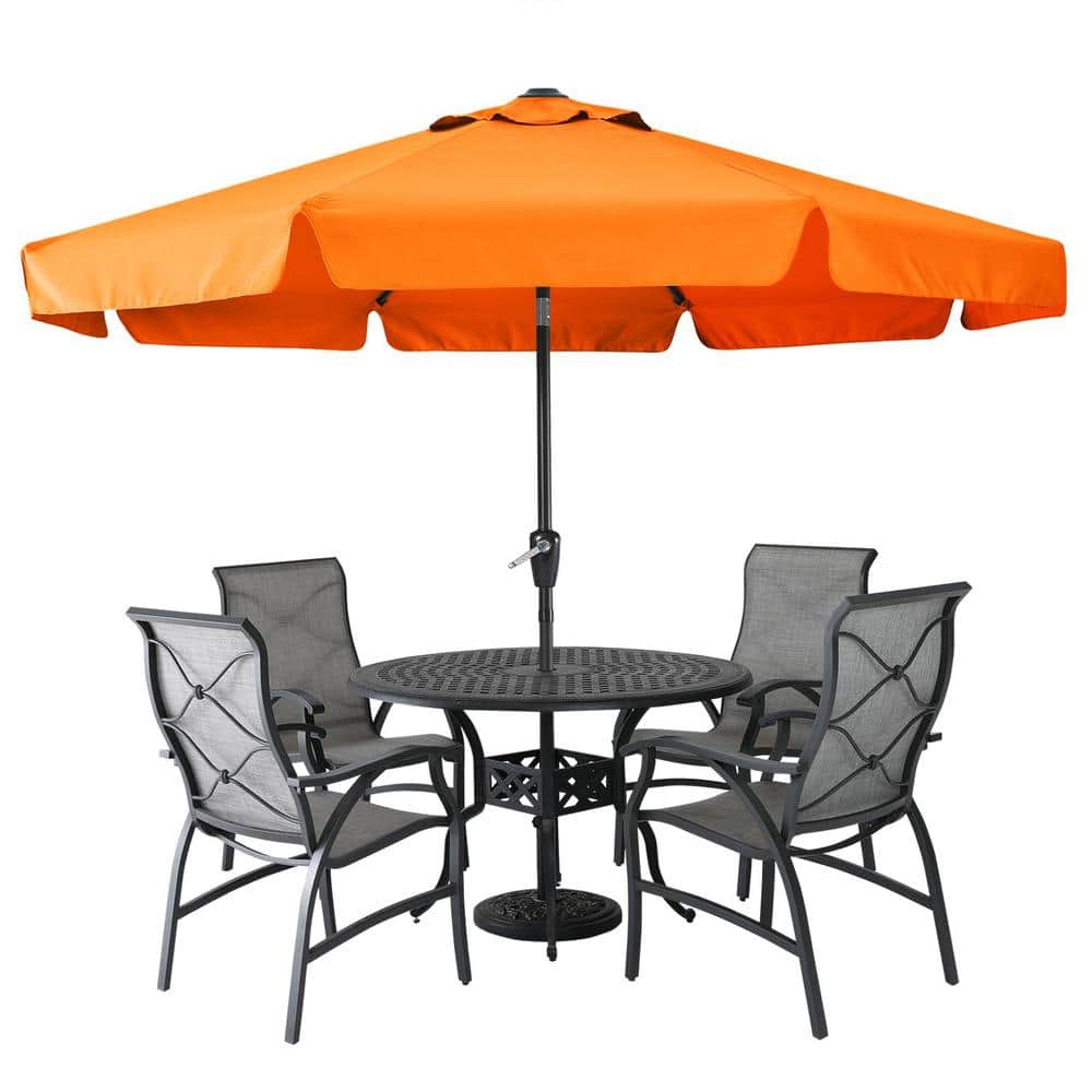9 ft. Aluminum Pole Market Push-Button Tilt Patio Umbrella in Orange