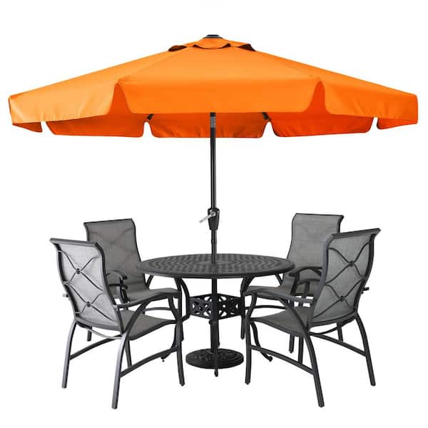 Unbranded 9 ft. Aluminum Pole Market Push-Button Tilt Patio Umbrella in Orange