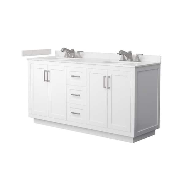 Miranda 66 in. Double Freestanding White Bath Vanity with Carrara Cultured Marble Top Assembled