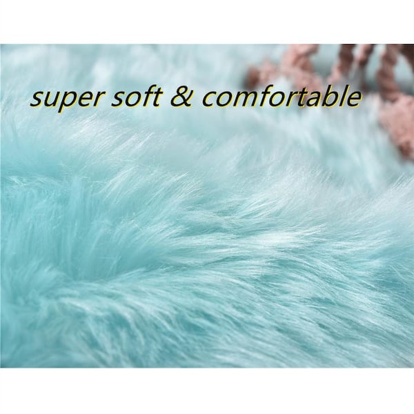 Latepis Sheepskin Faux Furry Light Blue Shaggy Cozy Rugs 6 ft. 6 in. x 10 ft.  Area Rug YMBLRC6-610 - The Home Depot