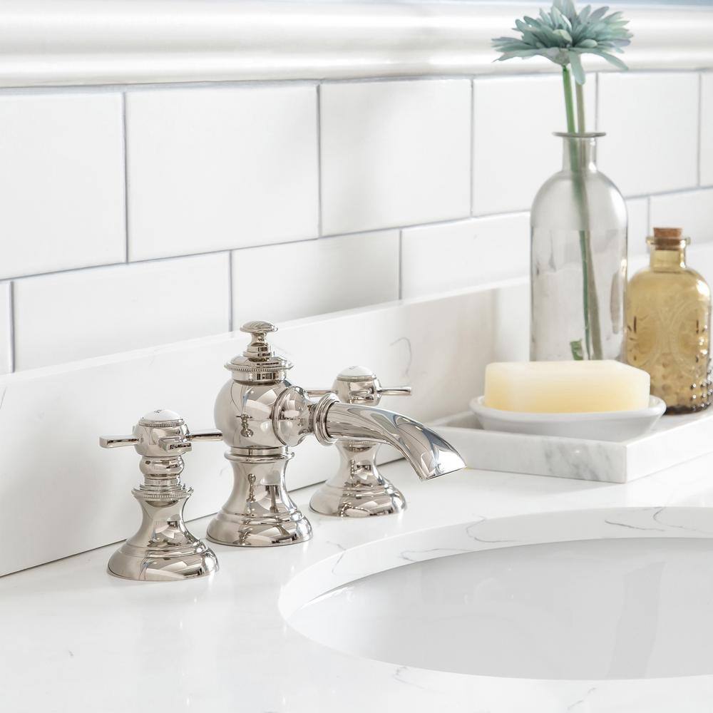 Chrome Cross Handle Widespread Bathroom Faucet with Drain Assembly