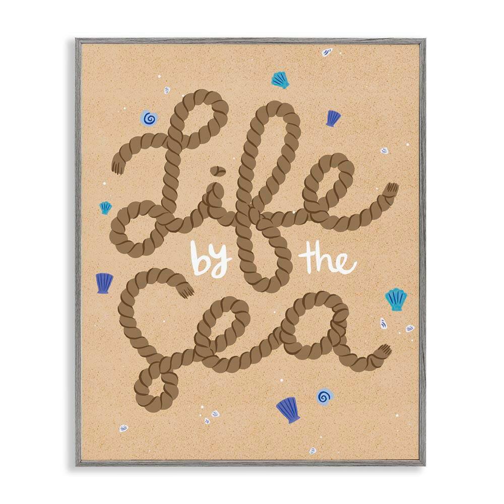 Life By Sea Nautical Rope by Deborah Curiel Gray Framed Coastal Giclee Art Print 30 in. x 24 in. price history on PriceWatchPro