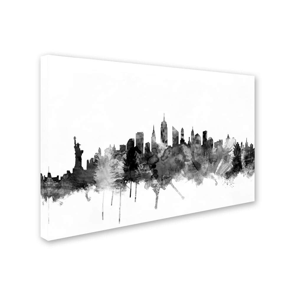 Black and White New York City Skyline Canvas Art with Hidden Frame