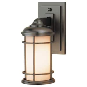 Lighthouse 1-Light Burnished Bronze Outdoor 11 in. Wall Lantern Sconce