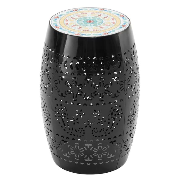 Unbranded Roman pattern Black 12.25 in. Side Table
