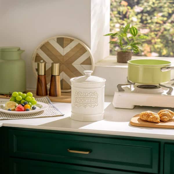 1 Piece Ceramic Cookie Jar with Lid, Vintage Cookies Canister for Kitchen Counter Decorative, BPA Free