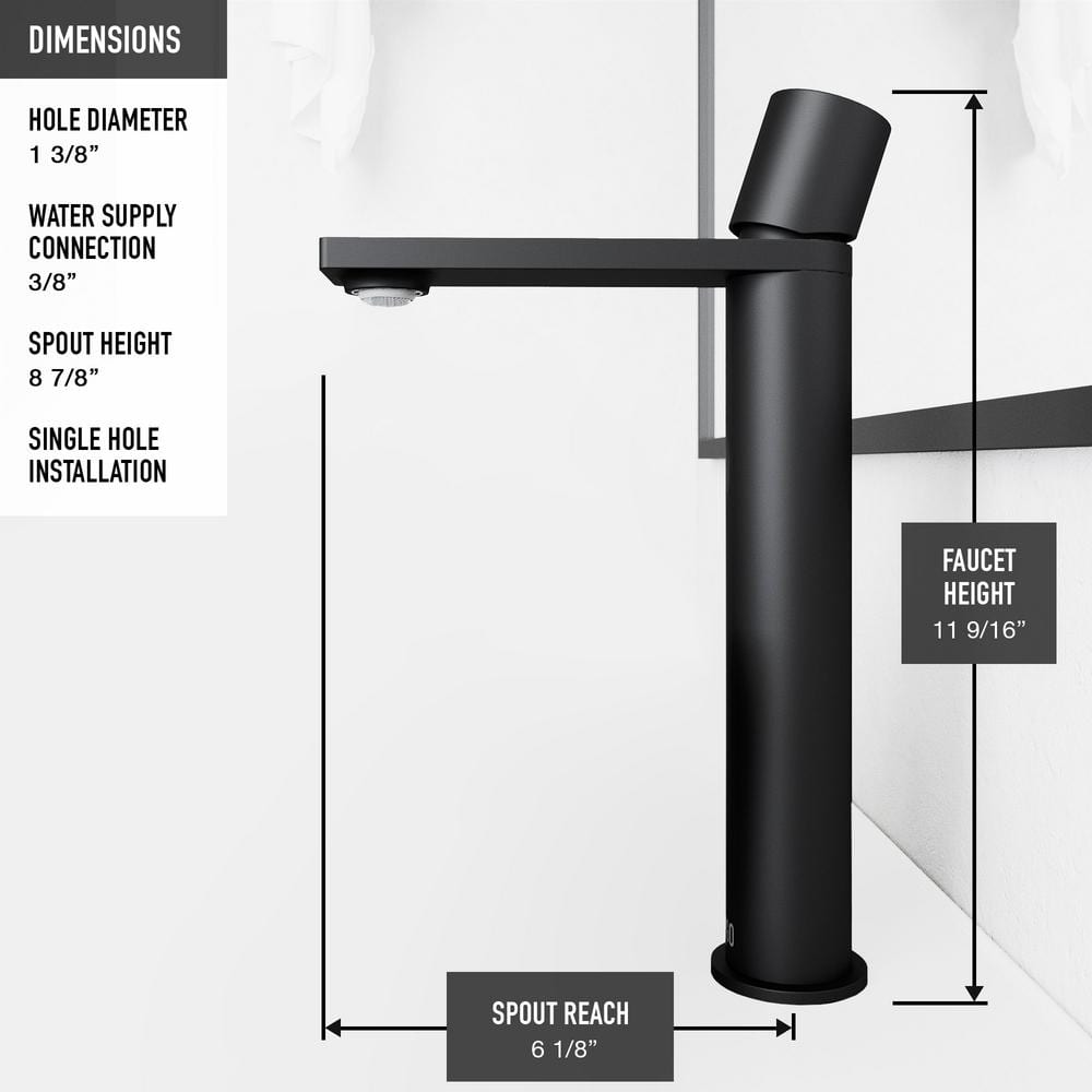 Gotham Matte Black Single-Handle Vessel Bathroom Faucet