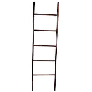 60 in. H x 19 in. W x 2.5 in. L Teak 5 Bar Ladder Towel Rack in Teak Oil