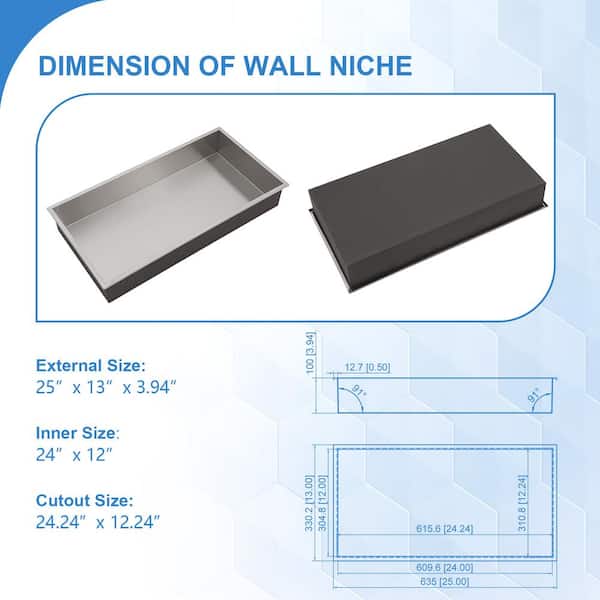 Lordear 37 x 13 Shower Niche Stainless Steel Bathroom Shelf Wall Organizer  Niche Recessed Shower Niche