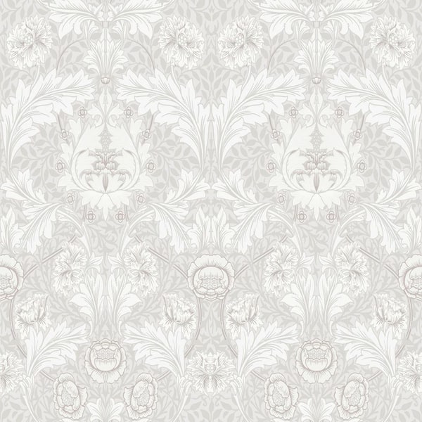 White Myrtle Floral Ogee Wallpaper