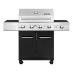 4-Burner Propane Gas Grill in Black with LED Controls and Side Burner