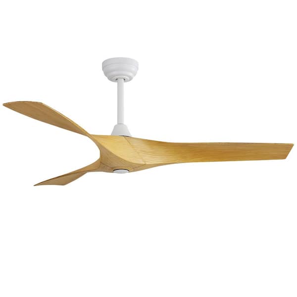 Sofucor 52 in. Indoor/Outdoor Downrod White Ceiling Fan without Light with Reversible 6-Speed DC Remote