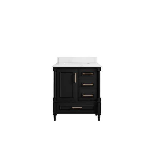 Willow Collections Hudson 30 in. W x 22 in. D x 36 in. H Bath Vanity in Black with Cove Edge Empira Quartz Top
