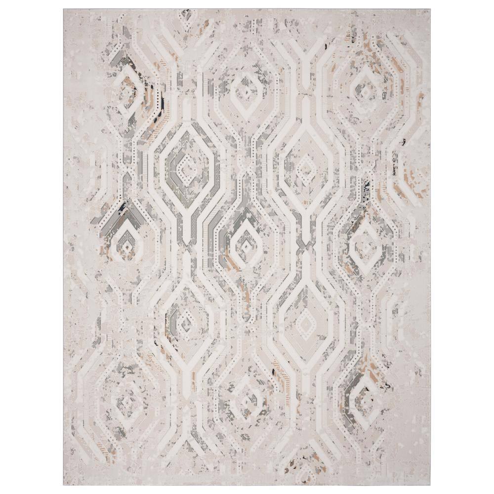 Michaela Fara Gray/Cream 5 ft. 3 in. x 7 ft. 3 in. Contemporary Carved Ikat