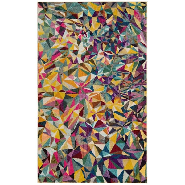 Unique Loom Estrella Collection Light Colors, Abstract, Modern, Vibrant  Area Rug (9' 0 x 12' 0 Rectangular, Pink/Ivory)