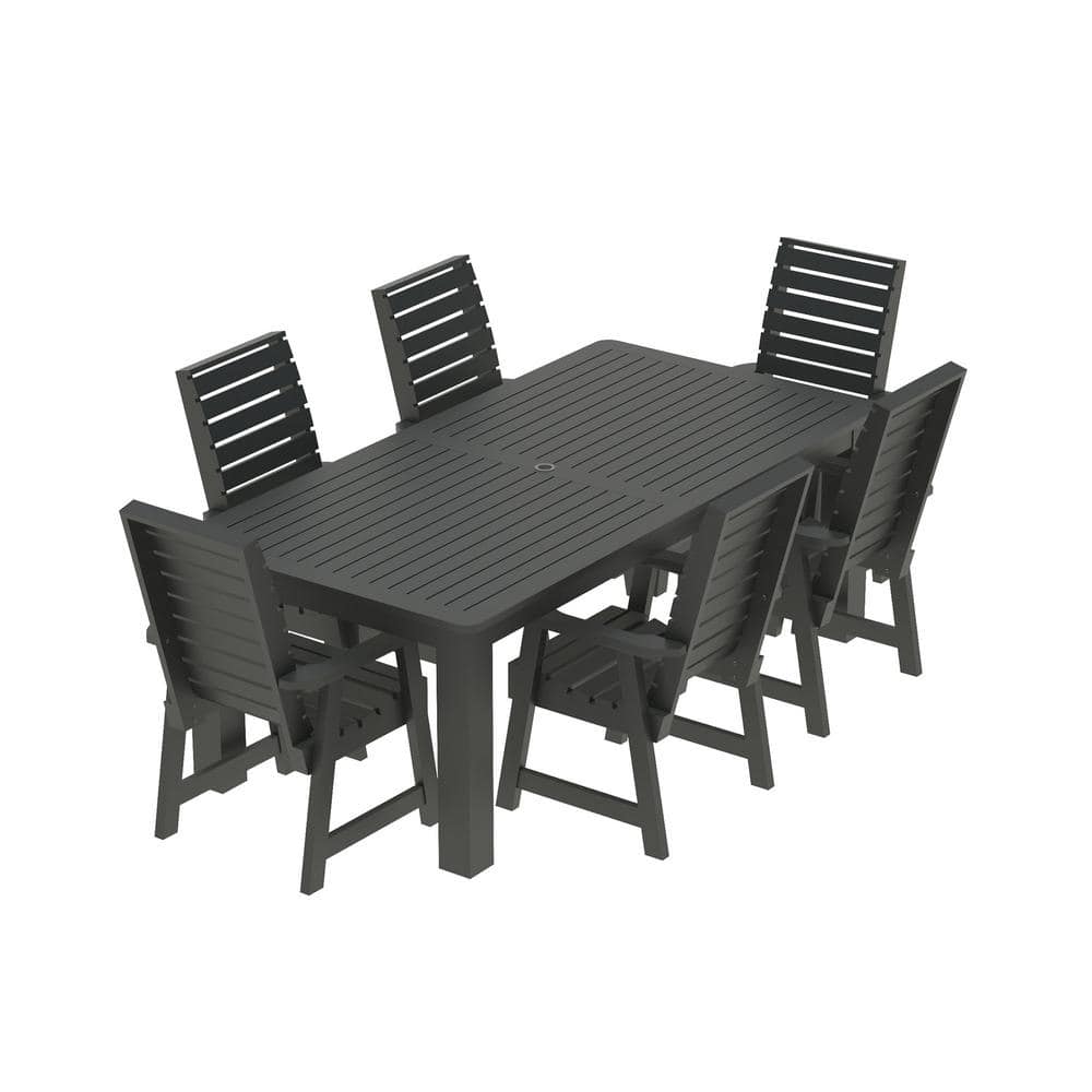 Highwood Glennville 7Pieces Recycled Plastic Outdoor Dining Set CMST7SQ48WDBKE The Home Depot