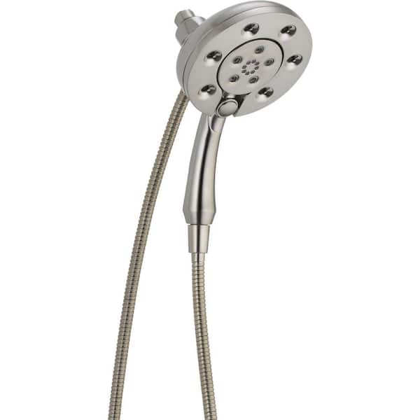 Delta In2ition Two-in-One 4-Spray 3 in. Dual Wall Mount Fixed and Handheld H2Okinetic Shower Head in Stainless