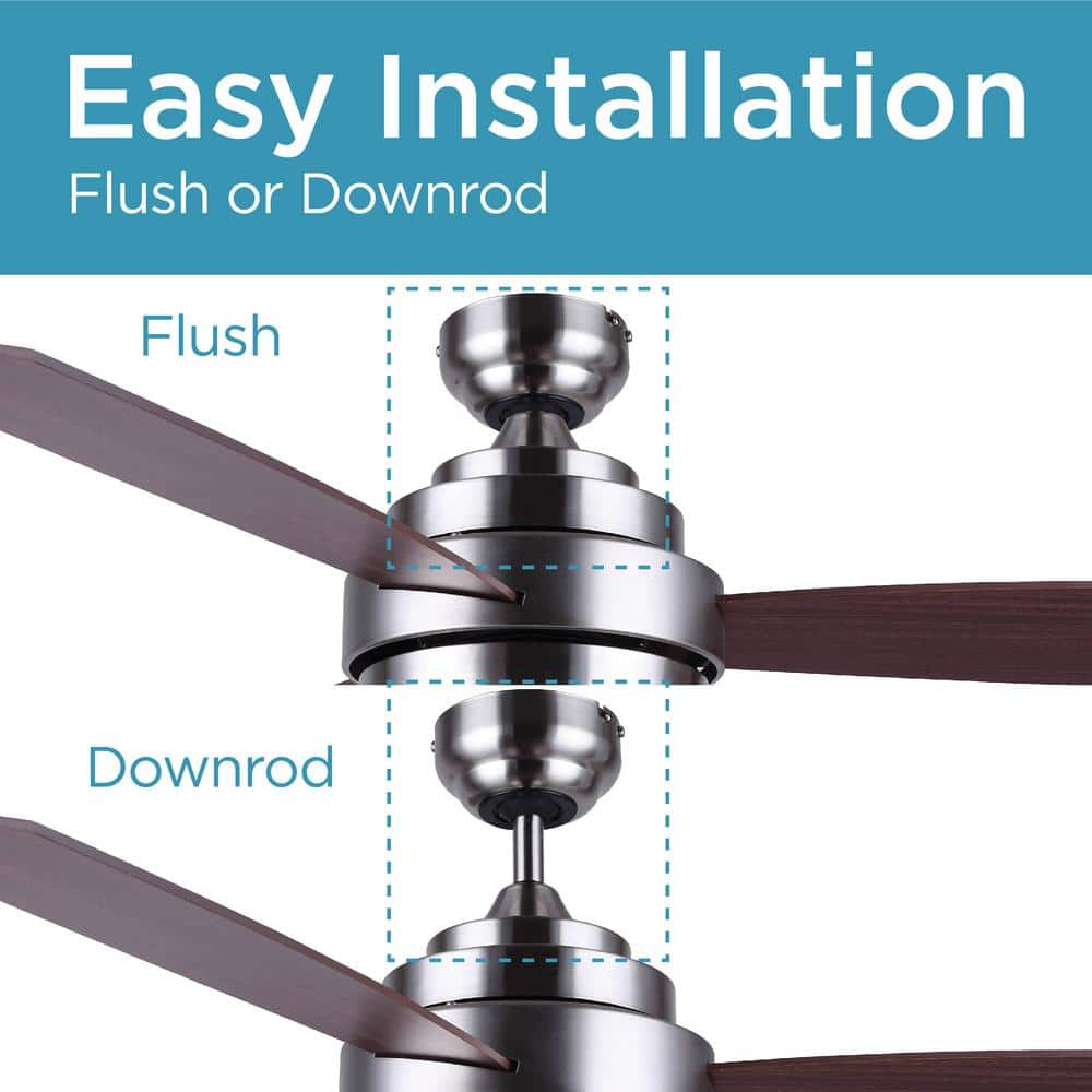 Mahogany and Nickel 52" Ceiling Fan with Remote and Light Kit
