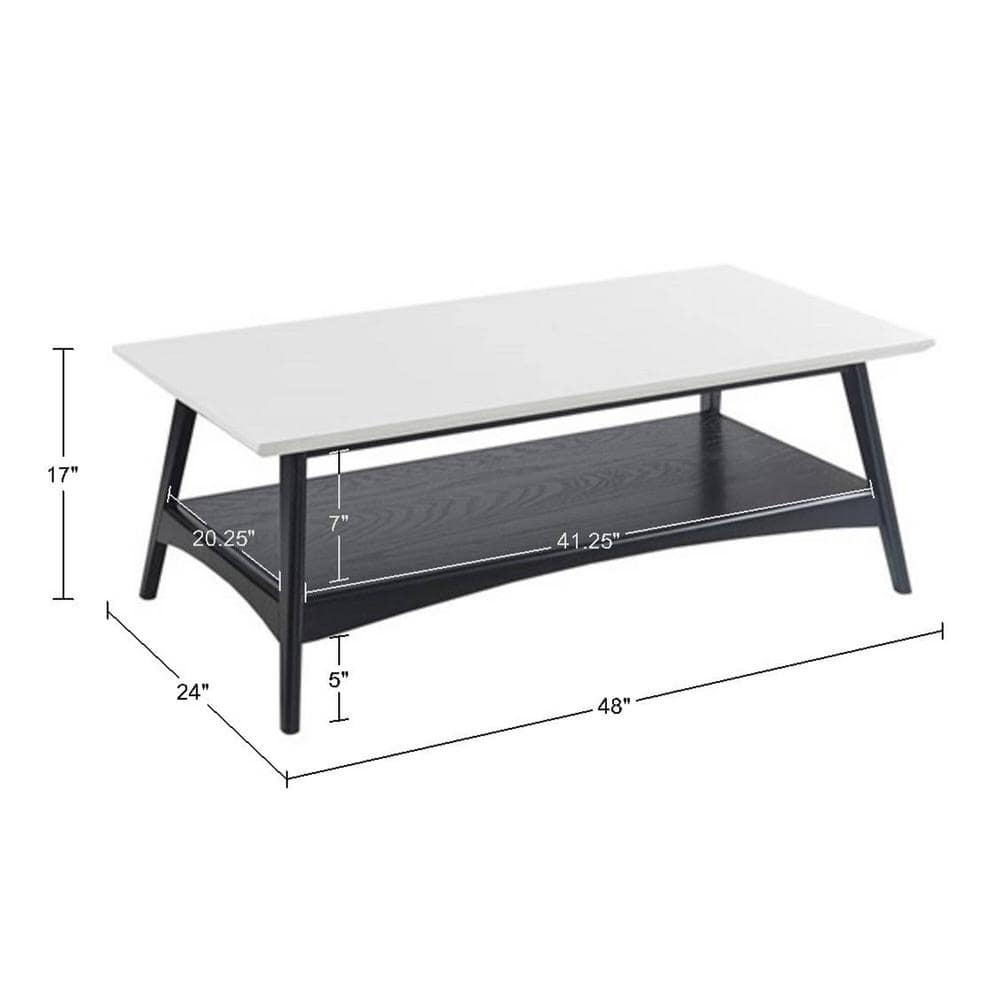 Parker Midcentury Off-White and Black Rectangular Coffee Table