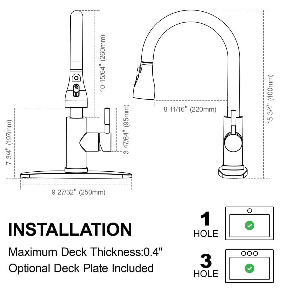 Brushed Gold Stainless Steel High Arc Kitchen Faucet with Pull-out Spray