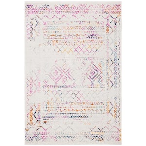 Tulum Ivory/Fuchsia 5 ft. x 8 ft. Border Area Rug