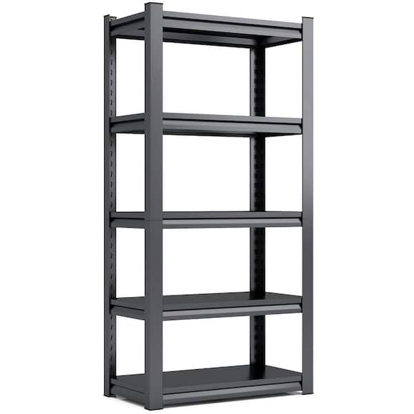 63 in. H Heavy Duty 5 Tier Metal Shelves 2000 lbs. Storage Shelve Adjustable Garage Shelf Industrial Shelving Unit-Black