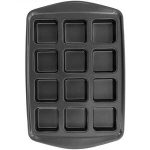 Baker's Friend 12-Cup Nonstick Steel Brownie Pan in Grey