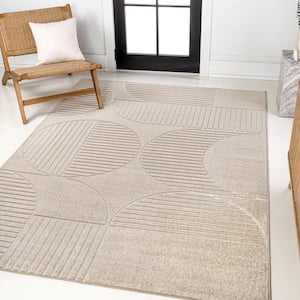 Nordby High-Low Geometric Arch Scandi Striped Beige/Cream 8 ft. x 10 ft. Indoor/Outdoor Area Rug