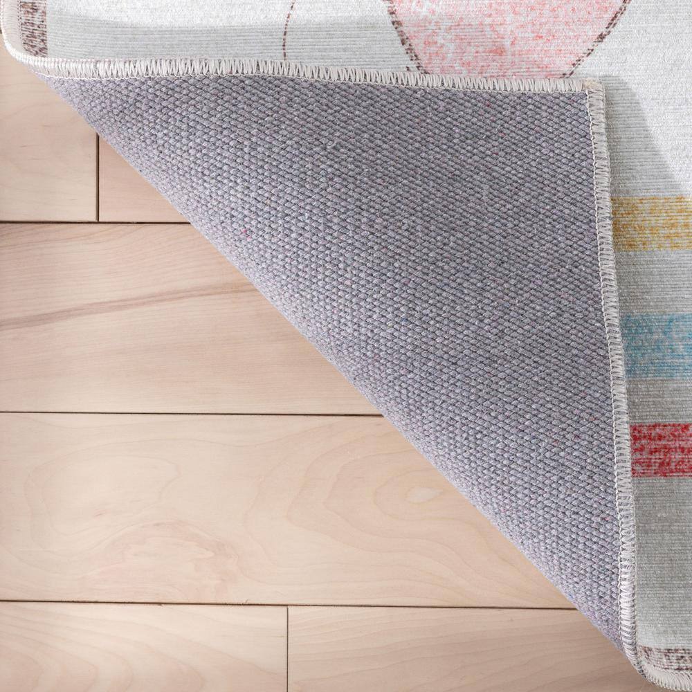 Kids Rainbow Hopscotch Playmat Rug 5' x 7' Synthetic